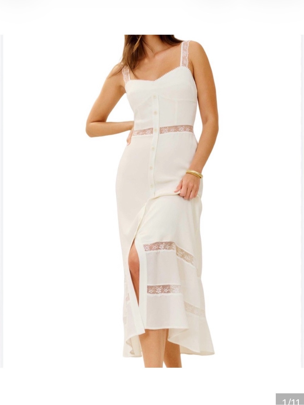 Reformation wynton dress Button-Front Lace-Trim Maxi .